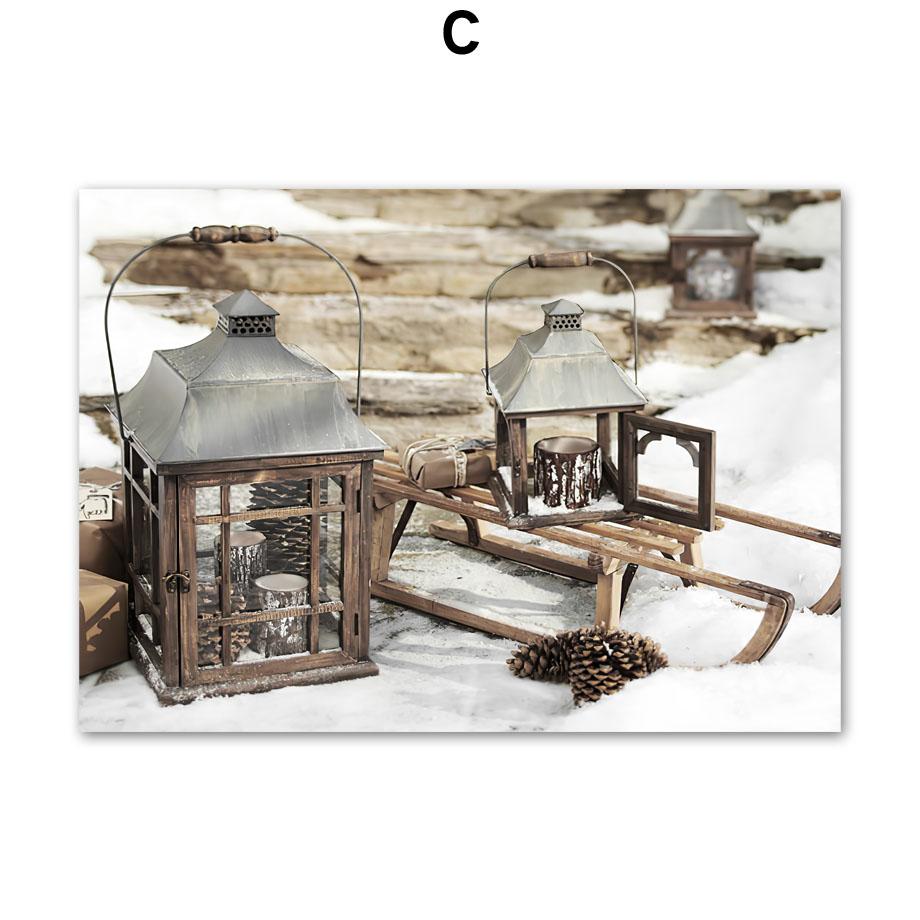 Christmas Tree Home Pine Squirrel Flower Wall Art Canvas Painting Nordic Posters And Prints Wall Pictures For Living Room Decor