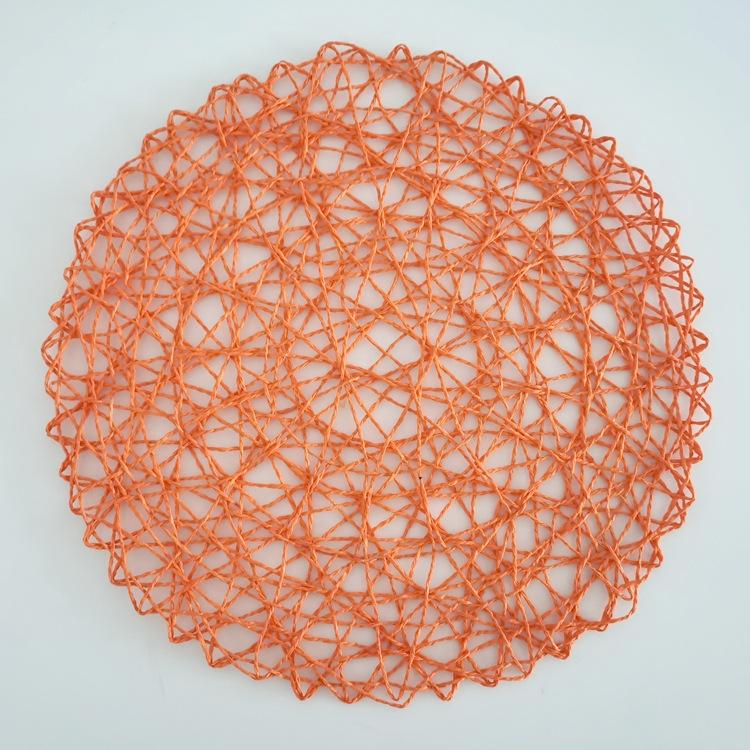 Round Paper Woven Placemats Wood Heat Resistant Rattan Brown Paper Straw for Dining Party Wedding