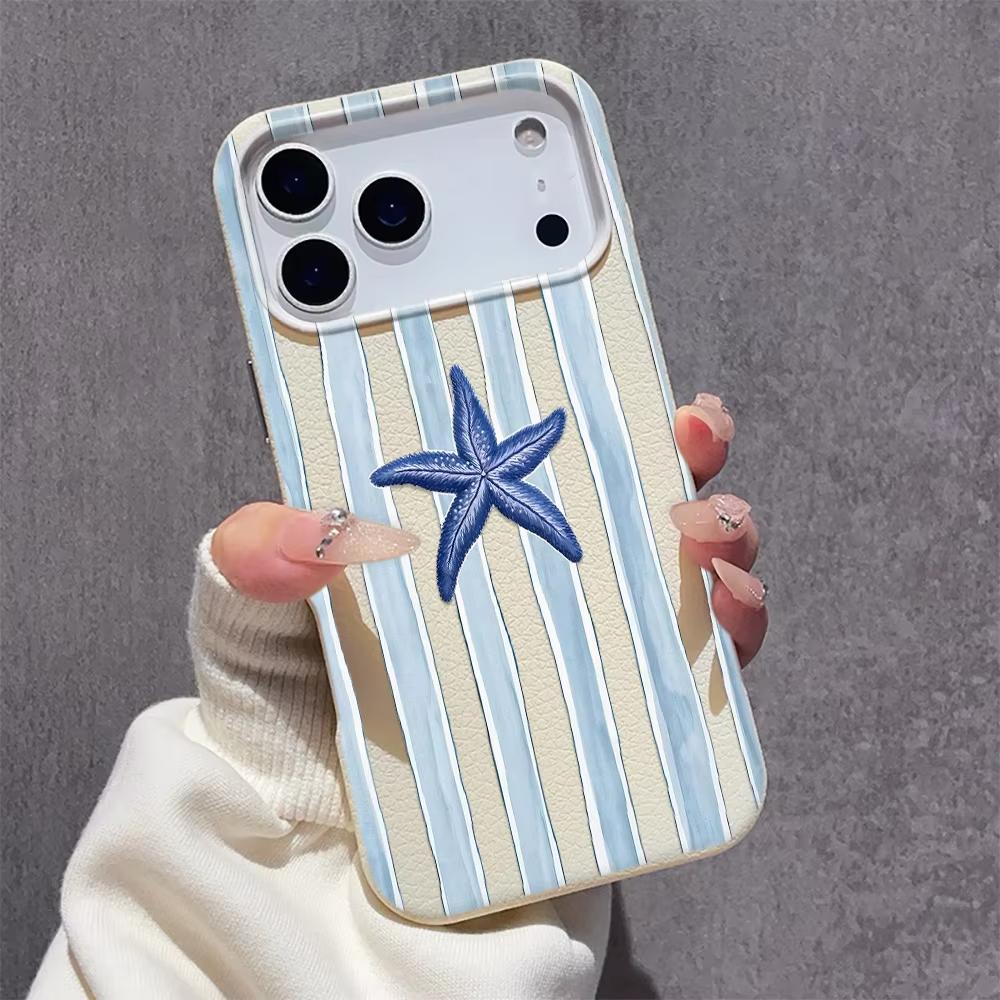 Striped Jellyfish Pattern Lychee Texture Phone Case For iPhone 17 Pro Max 16 15 14 13 12 11 Pro 14 15 Plus 17 Air Soft Cover
