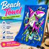Funny Shark Beach Towel Flat Print Graffiti Street Art Microfiber Bath Towel for Summer Travel Pool Gym Outdoor Men Boys Gift