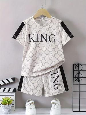 Sommer Neu 3D Druck Kinder Anzug Oberteil und Shorts 2-teilige Sportbekleidung Cooler Junge Pullover T-Shirt Bequem Weich Atmungsaktiv Li