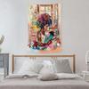 Afroamerikanische Mädchen Wandkunst Leinwand Bücher lesen Ästhetische Dekoration Inspirierende Mädchen Wandteppiche Wandbehang für Schlafzimmer Wohnzimmer