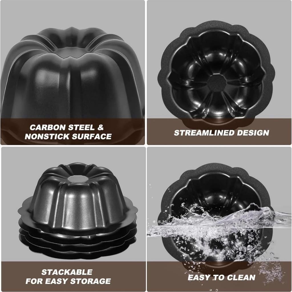 Cake Pans, 4 Inch Nonstick Carbon Steel Fluted Molds For Baking Cupcakes, Brownies, And Tarts