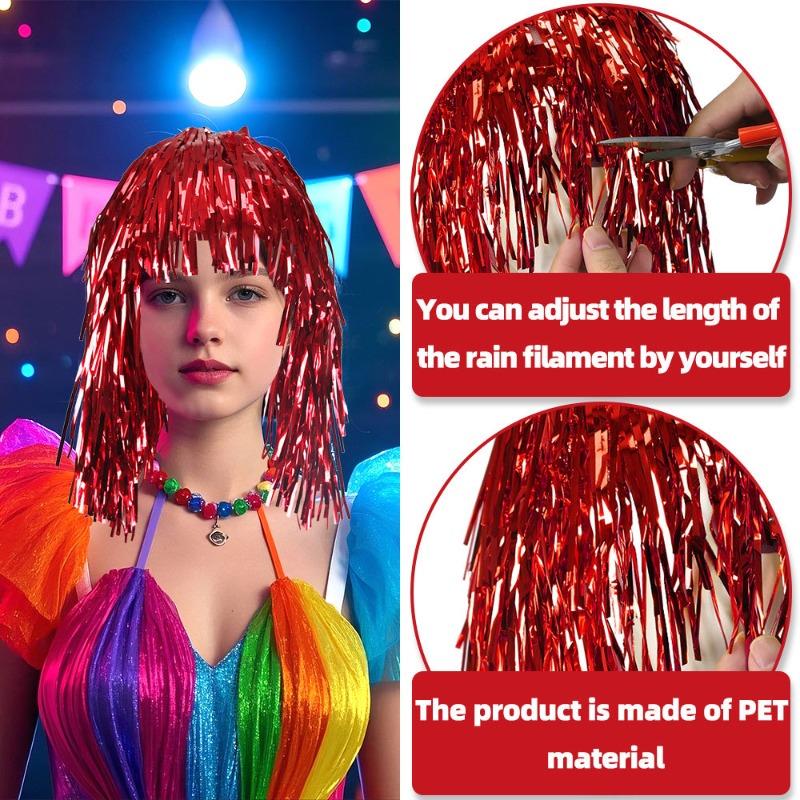 Glanzende Tinsel Pruik Metallic Maskerade Disco Hoed Folie Tinsel Pruiken Voor Volwassenen Verkleedfeest Als Fotorekwisiet Cosplay Benodigdheden
