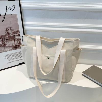 Canvas-Tasche, Damen-Tragetasche, Umhängetasche, Handtasche für Studenten, Make-up-Tasche mit großem Fassungsvermögen für den Arbeitsweg, mehrere Taschen.