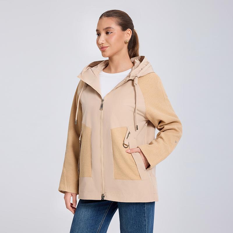 Women Jacket MODERN NEW SAGA Spring Women Coat Brand Autumn Lady Trench Coat Hooded Windbreaker Plus Size Patchwork