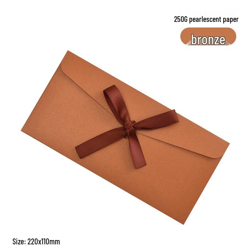 Ruban nacré Nœud Enveloppe Cadeau & Invitation avec Impression de Logo Personnalisé