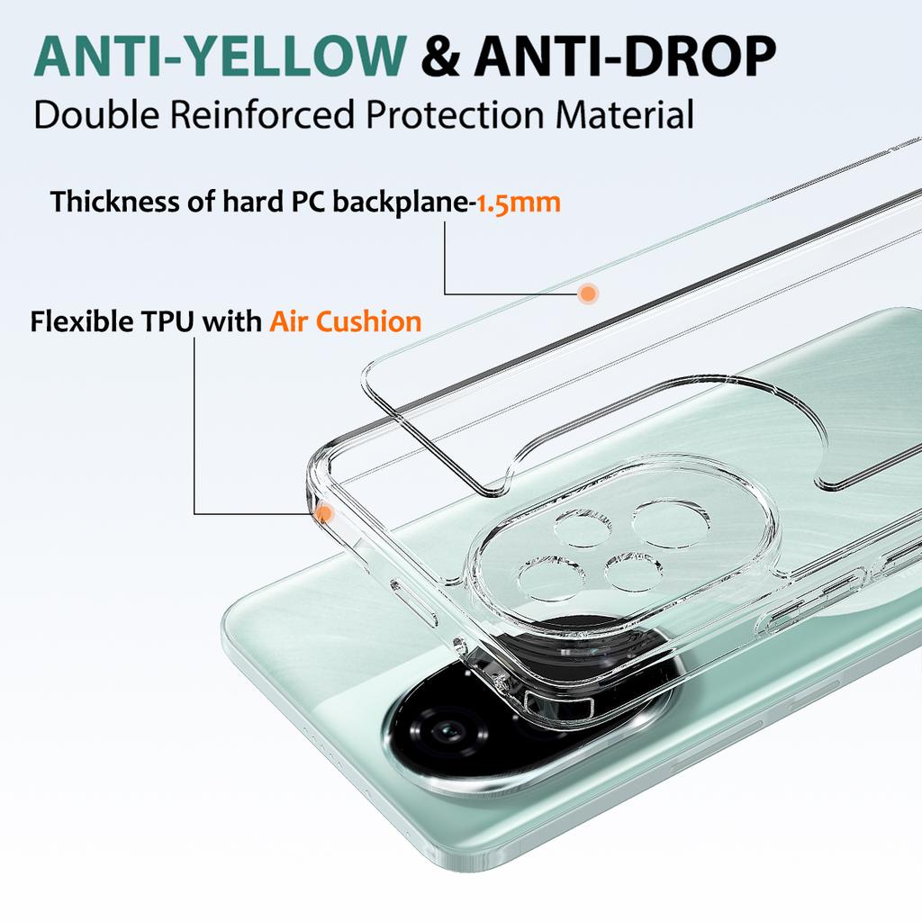 Przezroczyste etui na telefon Honor 200 5G TPU+Akryl Wstrząsoodporne Etui na tył telefonu