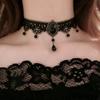 Gothic Necklace Black Beaded Sexy Lace Choker Necklace Vintage Tassel Chain Women Steampunk Halloween