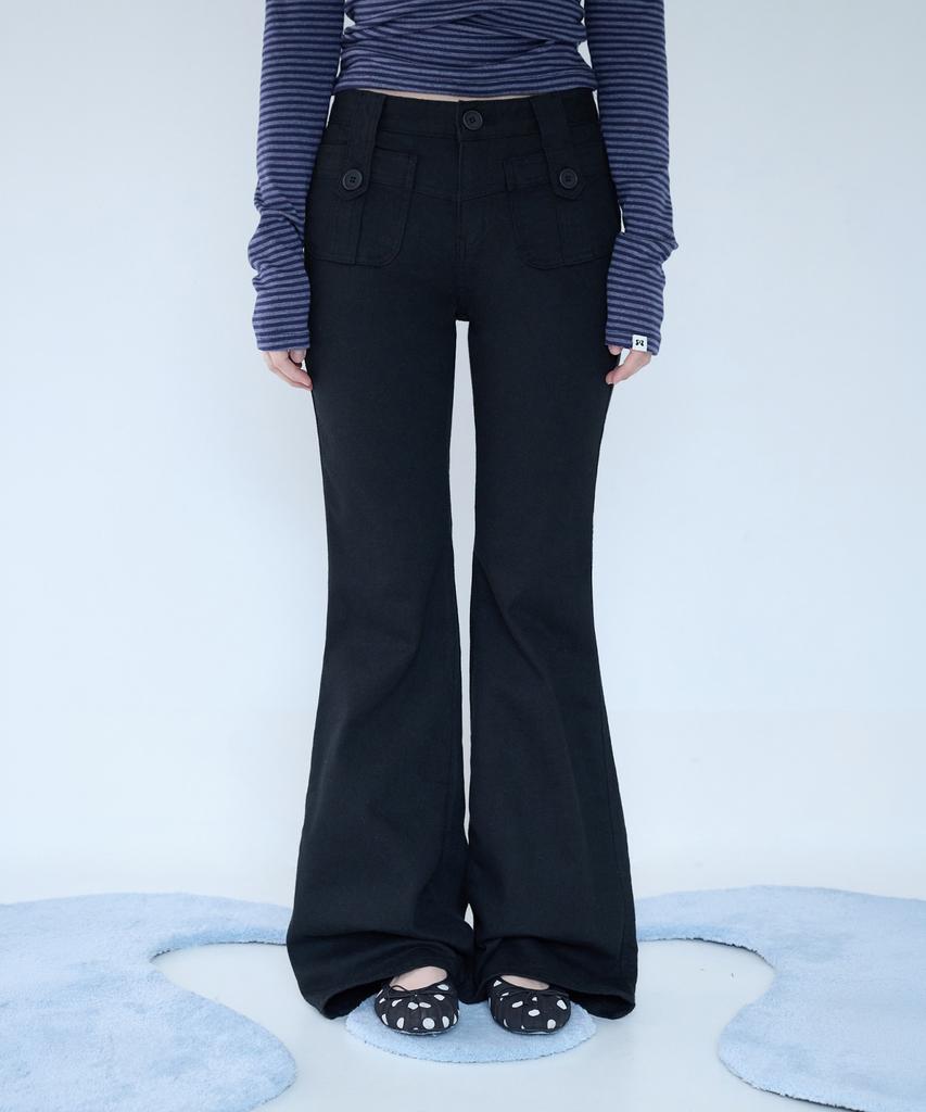 Mileko Button Pocket Bootcut Pt Black
