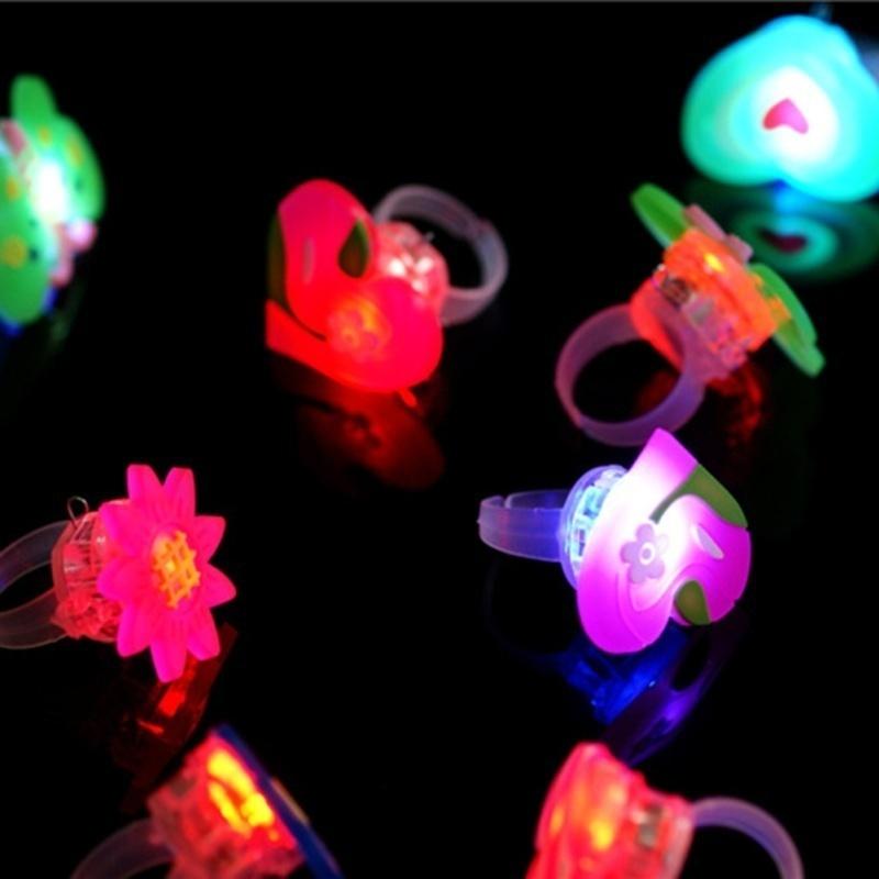 5 PCS Cartoon Finger Ring Toy, LED Flashing Light Toy for Kids Birthday Party Favors,animal and Frui