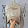 One Piece Sweater High Neck Autumn and Winter Hollow Knitting Base Design Thickened Top for Women