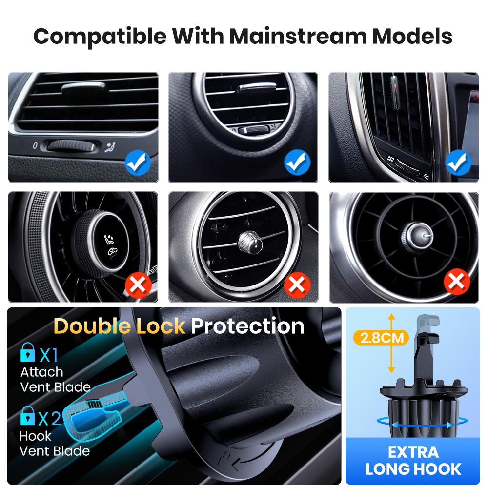 TOPK MagSafe Car Phone Holder Strong Magnetic Air Vent Mount Car Phone Stand Compatible with iPhone 15 Series Magnetic Case