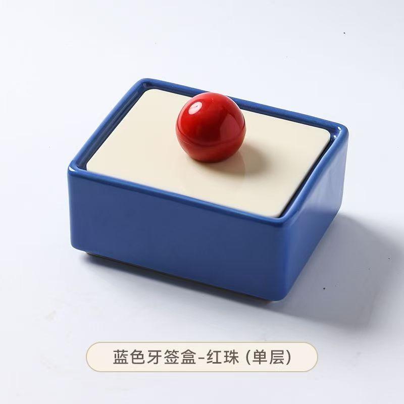 Dopamine Creative Ceramic Open Lid Toothpick Box Exquisite Storage Home Internet Celebrity Ornaments