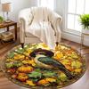 Bird-flower retro style Flannel-printed round floor mats are slip-resistant Suitable living room bedroom terrace garden carpets