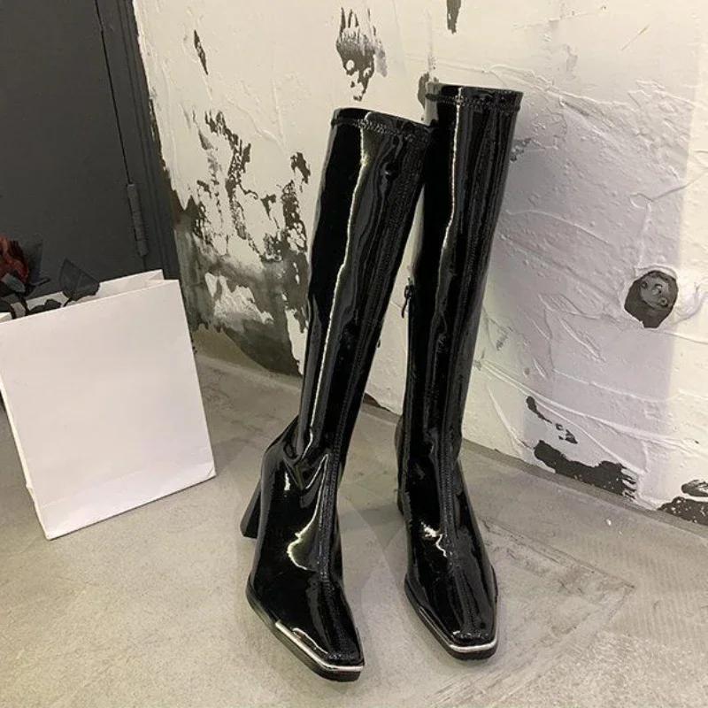 Fashion Long Boots for Women Very High Heel Knee Shaft Shoes Woman Winter 2024 Autumn Footwear Waterproof Comfortable and Elegant Spring