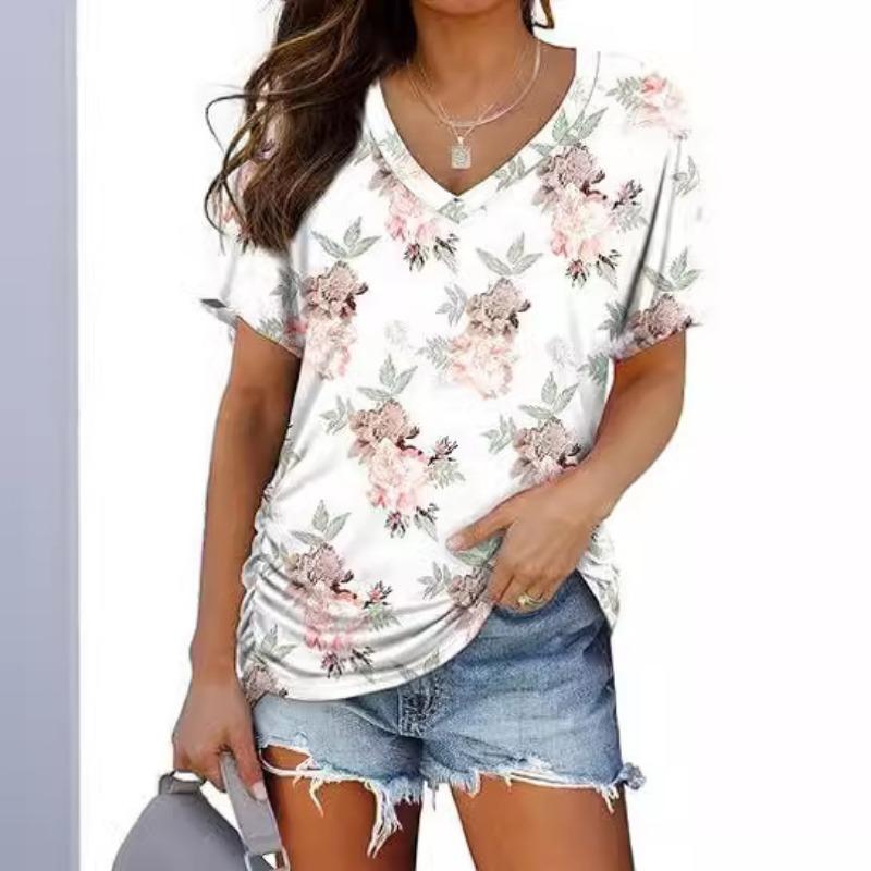 Women's Striped  T-Shirts (women’s) Printed Fashion Gradient Short Sleeved Casual V-neck T-shirt for Women