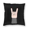 Metal Music Sign Of The Horns Square Pillowcase Polyester Linen Velvet Printed Zip Decorative Pillow Case Home Cushion Cover