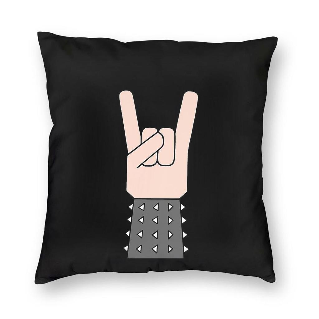 Metal Music Sign Of The Horns Square Pillowcase Polyester Linen Velvet Printed Zip Decorative Pillow Case Home Cushion Cover