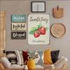 Vintage Strawberry Sweet & Juicy Metal Sign 8x12 Inch, Retro 2D Flat Decorative Plaque with Pre-Drilled Holes, Farmhouse Wall Art