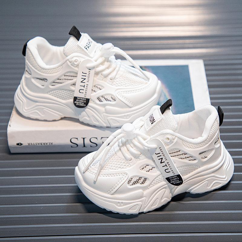 2025 summer and autumn new boys lightweight dad shoes children's fashion soft-soled white shoes girls casual sports shoes trend