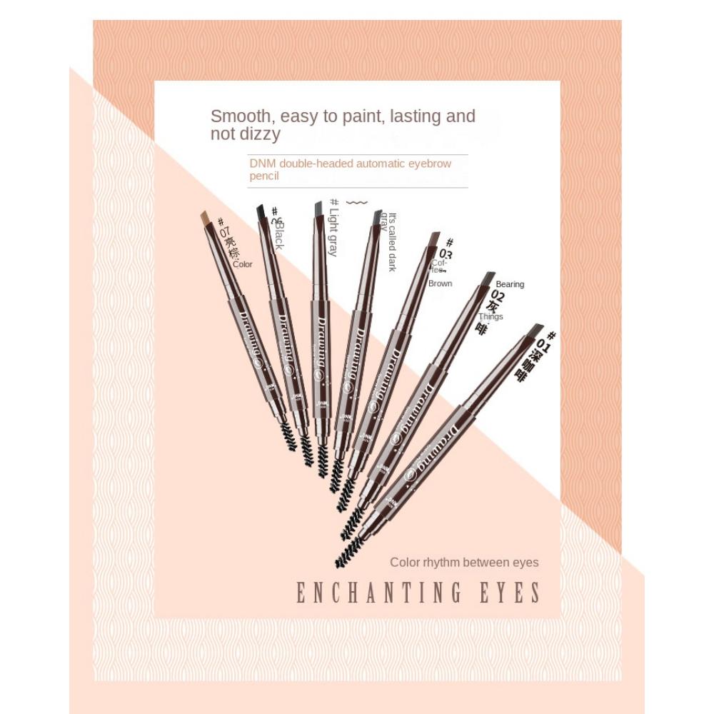 DNM Single 7-colour Double-ended Triangular Eyebrow Pencil with Brush for Natural and Easy Application for Beginners