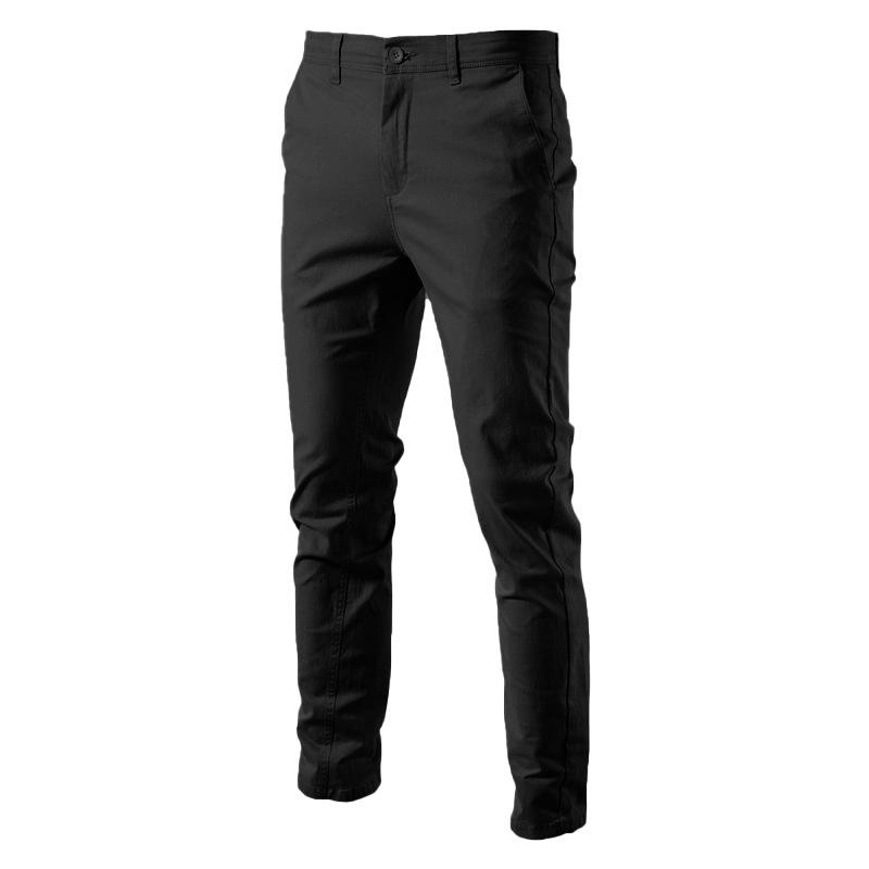 

Men Casual Pants Men Cotton Solid Color Business Fashion Slim Fit Stretch Gray Thin Trousers Male Brand Clothing 30