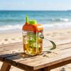 Reusable Water Bottle with BuiltIn Straw LeakProof Lid Detachable Ice Tray and Carry Handle for Outdoor and Indoor Use