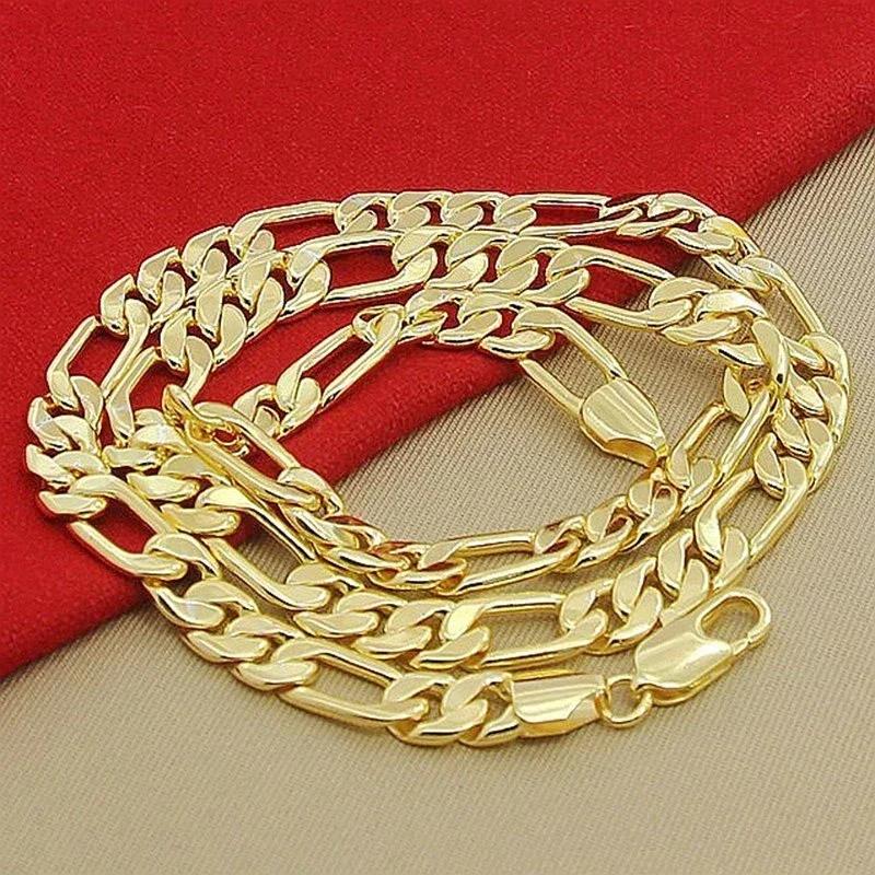 Popular s Copper 18K gold 20Inches 6MM sideways chain Necklace for Men Women fashion Jewelrys noble gifts