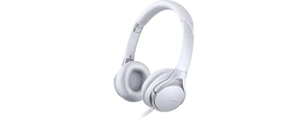 Sony Sluchátka kompatibilní se zvukovým dálkovým ovládáním a mikrofonem bílé uzavřené zdroje na uši s vysokým rozlišením, součástí balení, skládací, MDR-10RC/W