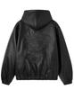 Openyard(Oy) Embossed Cross Faux Leather Hooded Jacket -Black