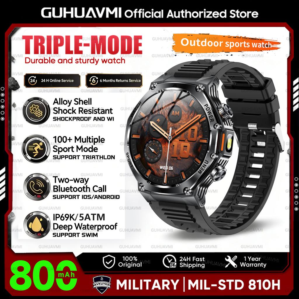 New Military Grade Sports Smart Watch 5ATM Swimming Waterproof 800mAh Bluetooth Call 1.8'' AMOLED Screen Smartwatch For Men
