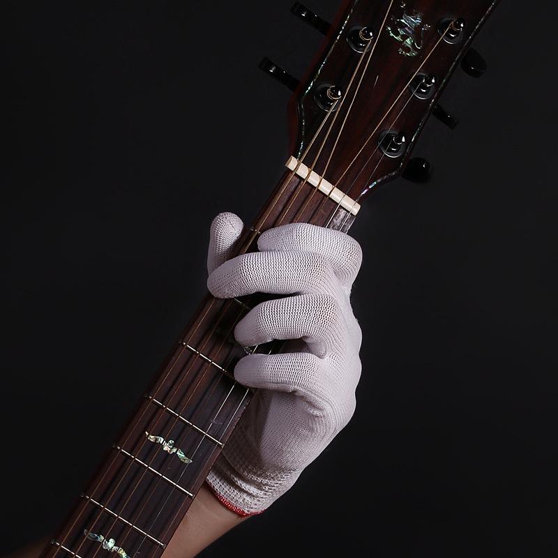 Folk Guitar Nylon Practice Gloves - Thin White Wood Instrument Gloves