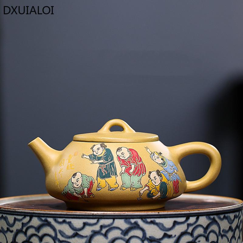 Painted Purple Clay Pot 200ml Teapot Handmade Kung Fu Tea Set Teapots Chinese Ceramic Kettle Gift High Quality Clay Pot