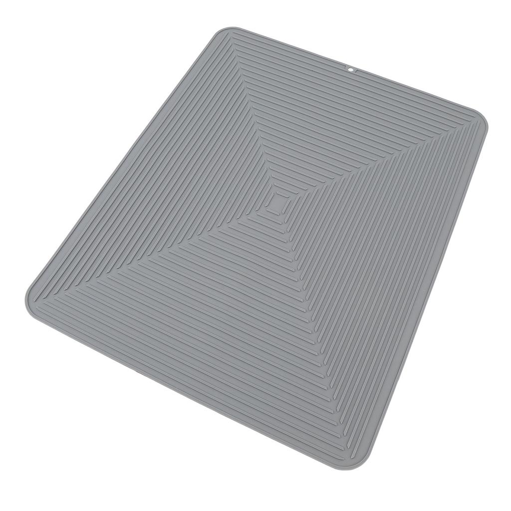 Silicone Dish Drying Mat Countertop Protector Heat Insulation Non Slip Drain Pad for Kitchen Counter Grey