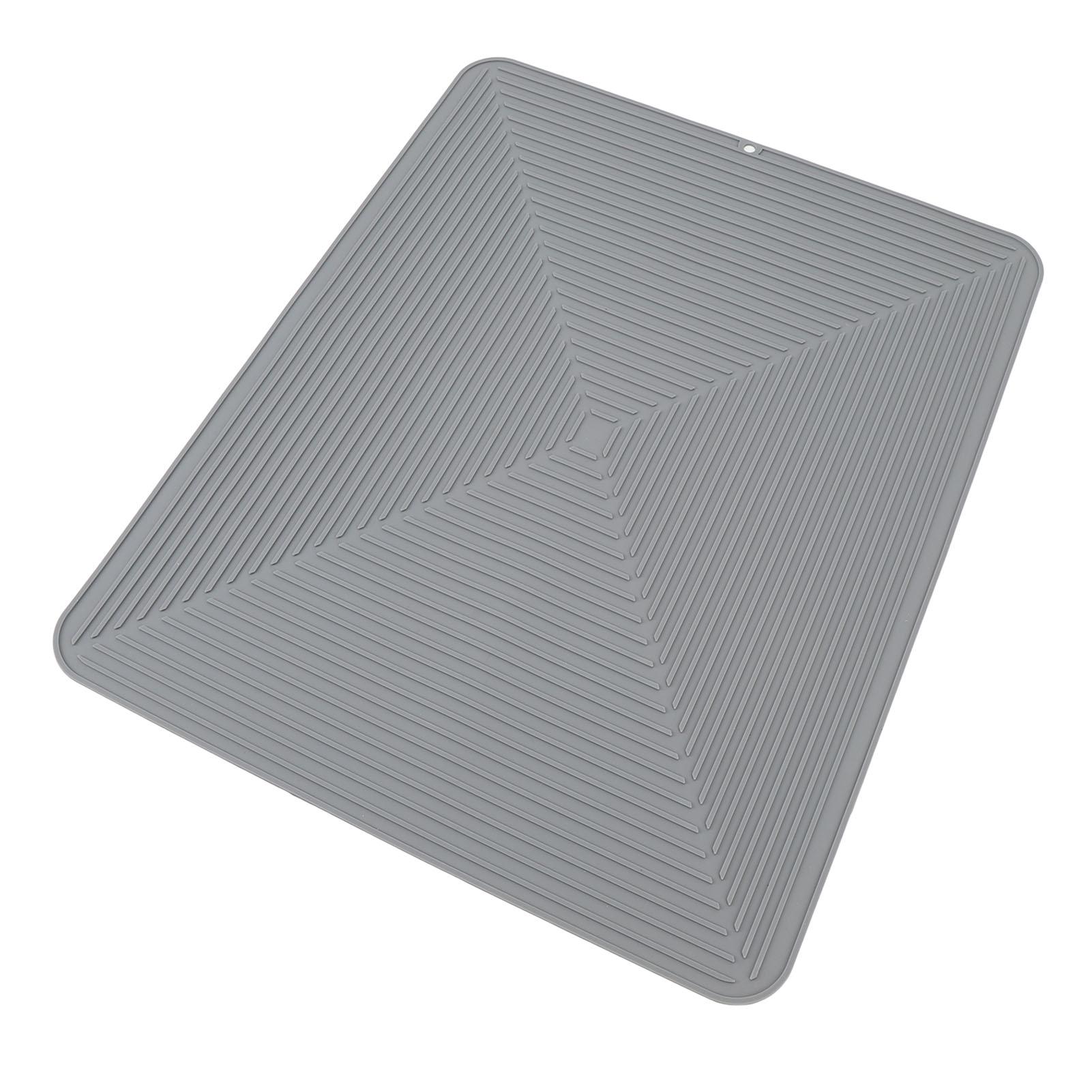 

Silicone Dish Drying Mat Countertop Protector Heat Insulation Non Slip Drain Pad for Kitchen Counter Grey серый
