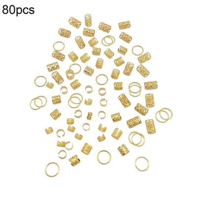 80Pcs Dreadlock Hair Accessories, Open Design Easy To Wear Braided Hair Beads Rings, Hollow Carved Alloy Hair Jewelry for Festivals Parties