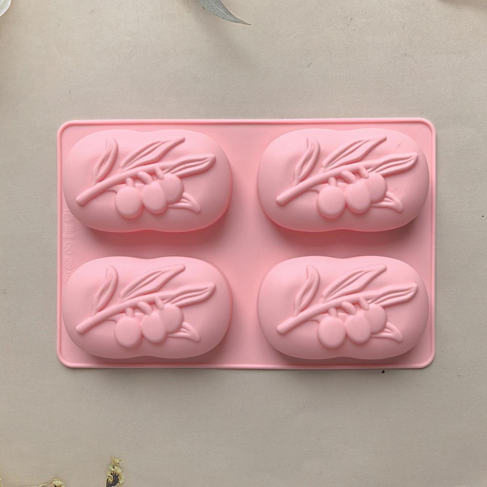 4 Cavities Oval Olive Tree Silicone Soap Mold DIY Soap Making Kits Handmade Cake Candle Mold Gifts Craft Supplies Home Decor
