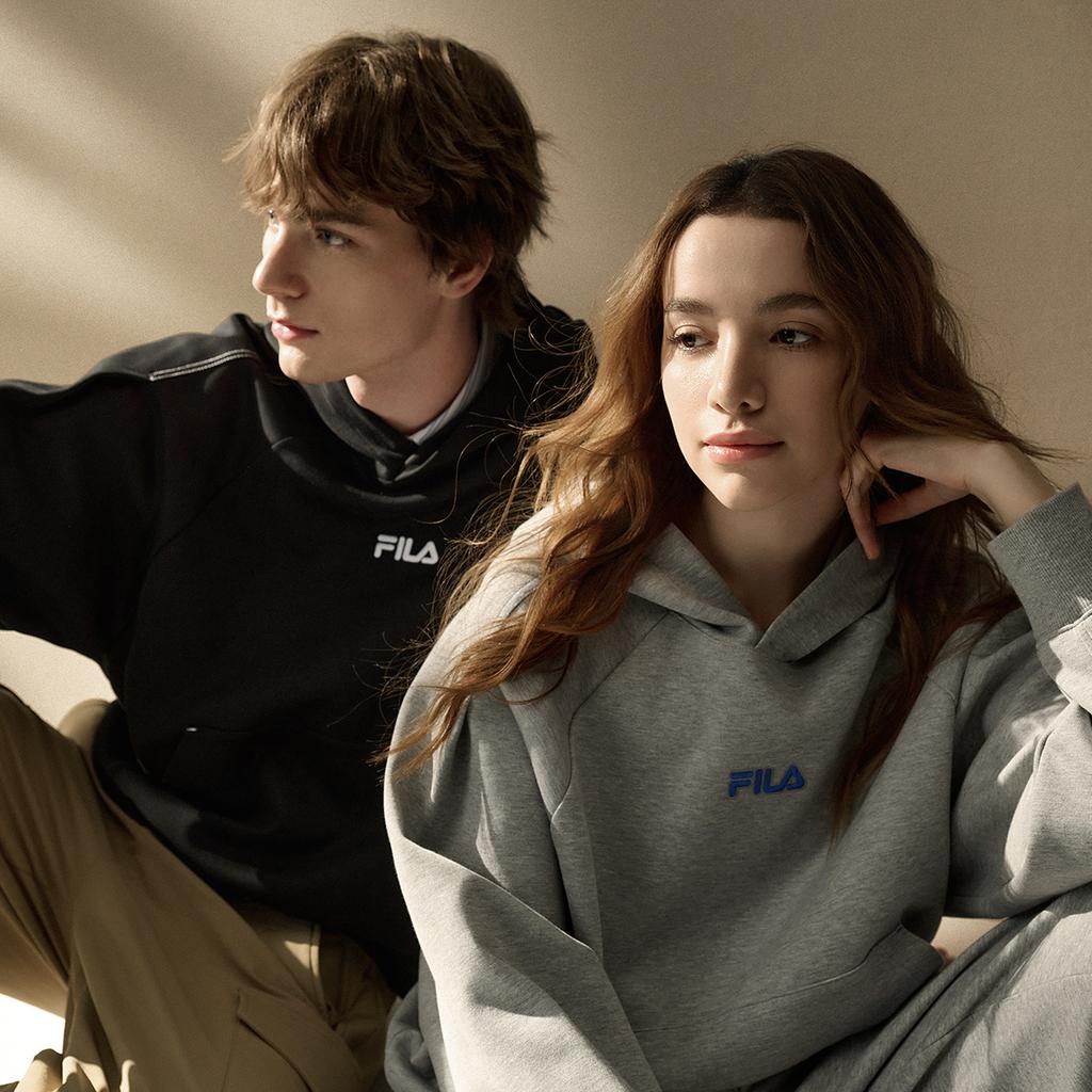 Fila Original Knitted Hooded Pullover Loose Long Sleeve Sweatshirt Unisex Sweatshirt F51U549205F-BK