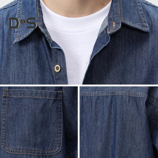 Pánská bavlněná košile s krátkým rukávem Letní zapínací košile s klopou Džínové košile s kapsami Ležérní plážové oblečení Top