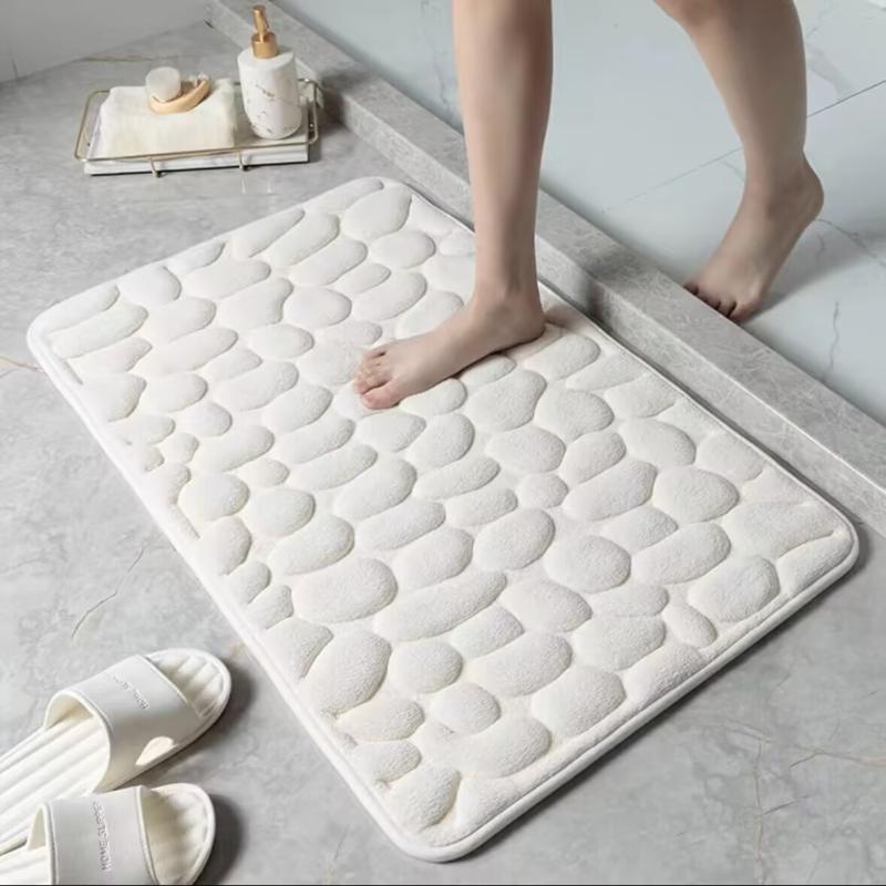 Cobblestone Embossed Non-slip Bathroom Mat Durable Quick Dry Bath Rug for Bathtub Wash Basin Home Shower Room