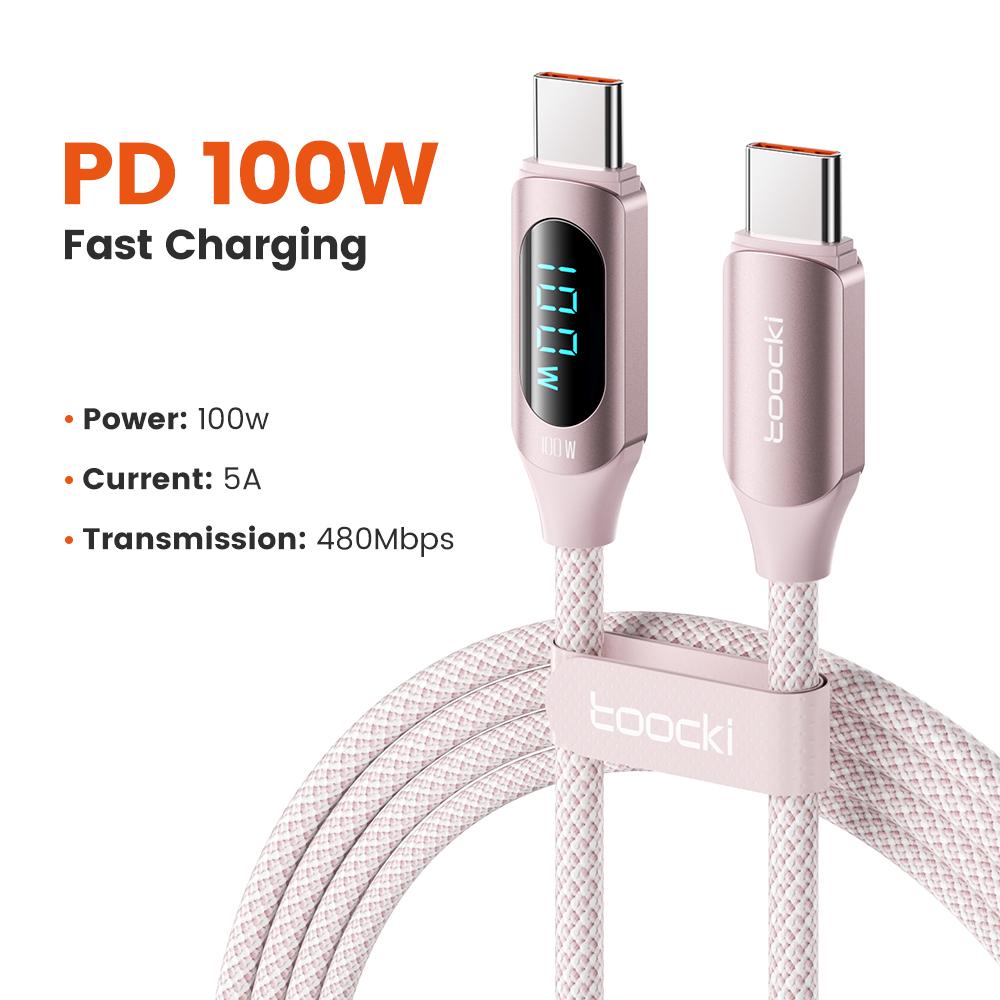 

Toocki 100W Type C to Type C Cable PD Fast Charging Charger USB C to USB C Display Cable For Macbook iPad Data Cord Wire 1m