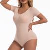 Damen Kurzarm Body Shapewear zur Bauchkontrolle Nahtlose T-Shirts Taillentrainer Schlankmachender Body Shaper Tanktops