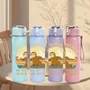 1PC Sloth Running Team Vintage Art 750ml Color Plastic Sports Water Bottle Leakproof Flip Straw Lid Suitable for Sports Office Home Use