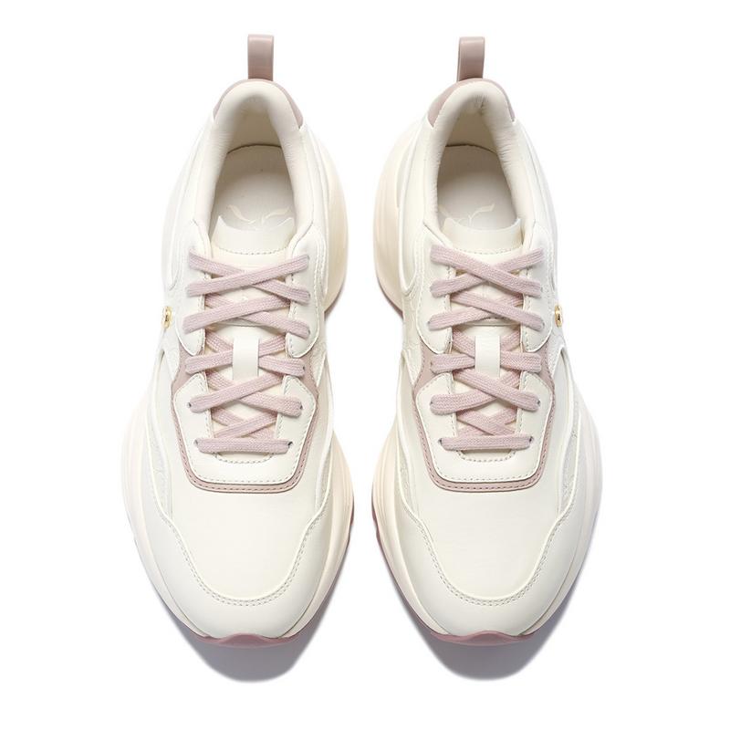 Li-Ning 1990 Classic Series Lightweight High Resilience Casual Shoes Women Sneakers Off-White Mushroom-Brown ALJU018-3
