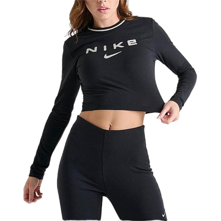 Nike Sportbekleidung Chill Knit Kurzarm Figurbetont Rundhals Sportpullover Damen Tops Schwarz FZ2859-010
