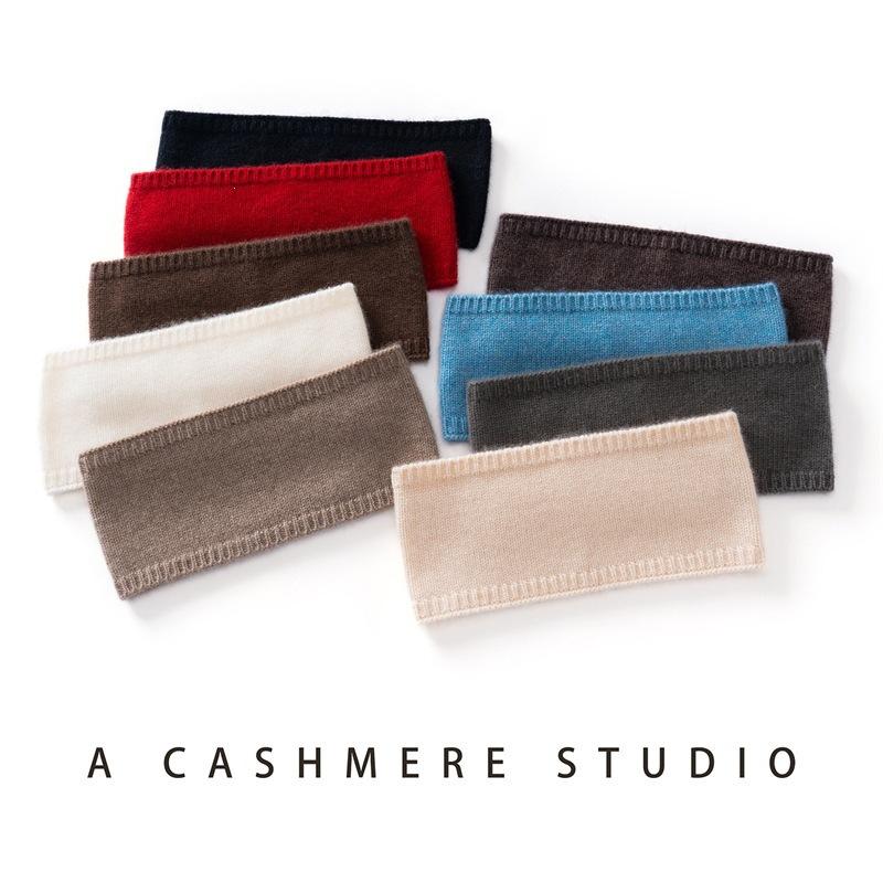 Autumn and winter new cashmere blended warm knitting flat solid color pullover cashmere headband women's black