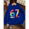 Regenbogen-Buntstift-Stitching 67 Digitaldruck Kapuzenpullover Vierfarbig Kindlich Lässig Langarm Pullover für Jungen und Mädchen