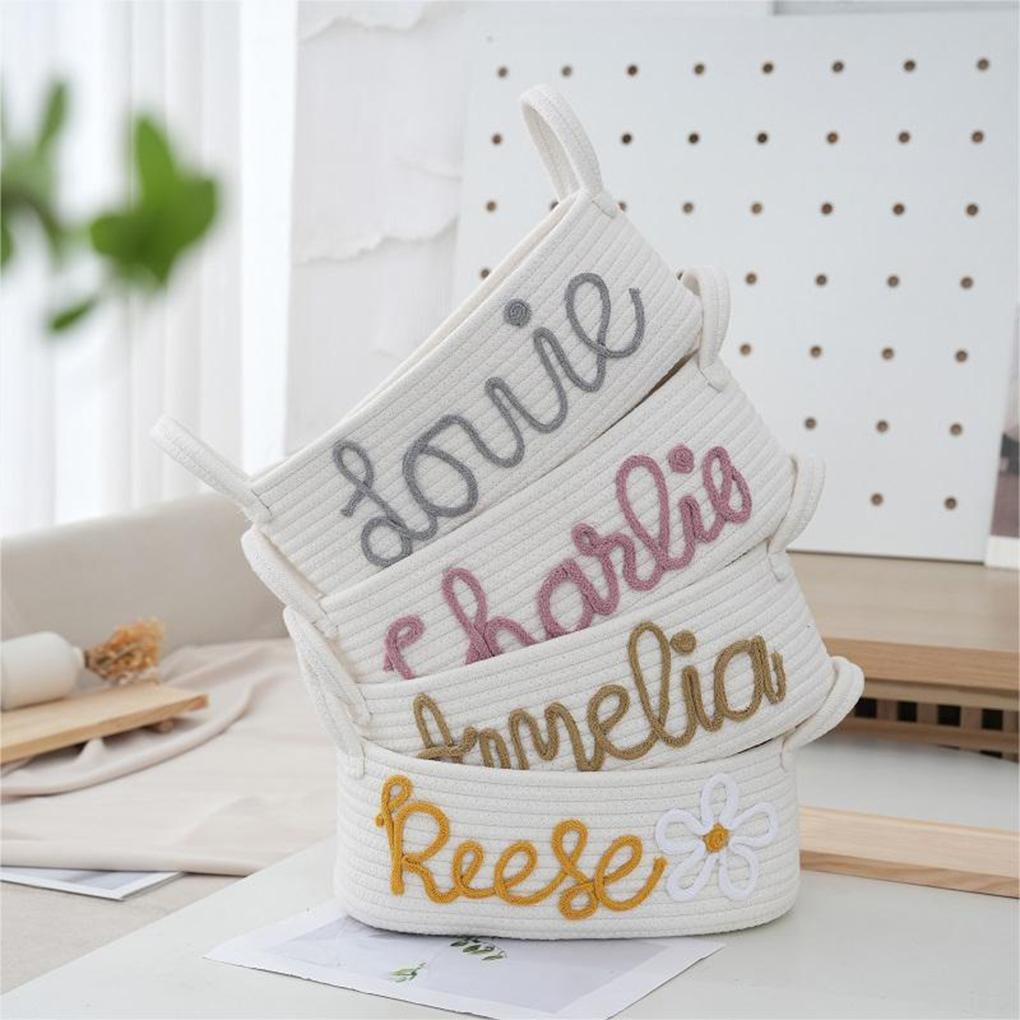 Tabletop Nordic Style Cotton Storage Basket Foldable Storage Baskets With Handles Rope Wrapped Letter Storage Basket