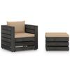 Day and Night - Day and Night Garden Furniture 2 Pieces with Impregnated Wood Gray Cushions